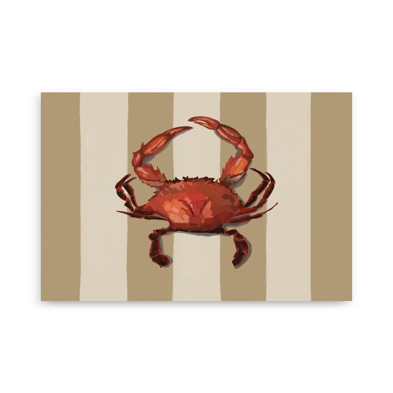 Mediterranean Crab & Neutral Stripes Art Print Poster