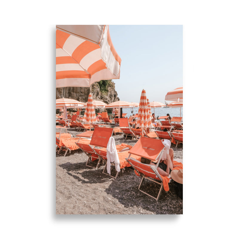 Arienzo Beach Umbrellas Positano Italian Coast Art Print Poster