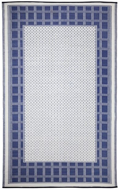 Eco Friendly Outdoor Rug - Europa Blue and Cream