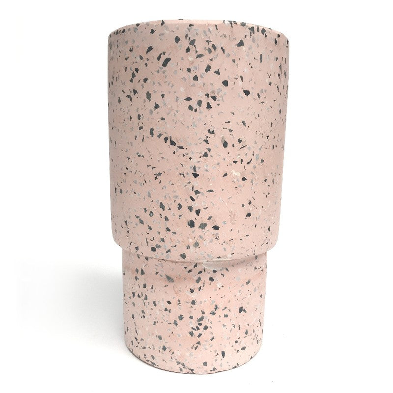 Tiered Tall Tower Concrete Pot - Pink Terrazzo