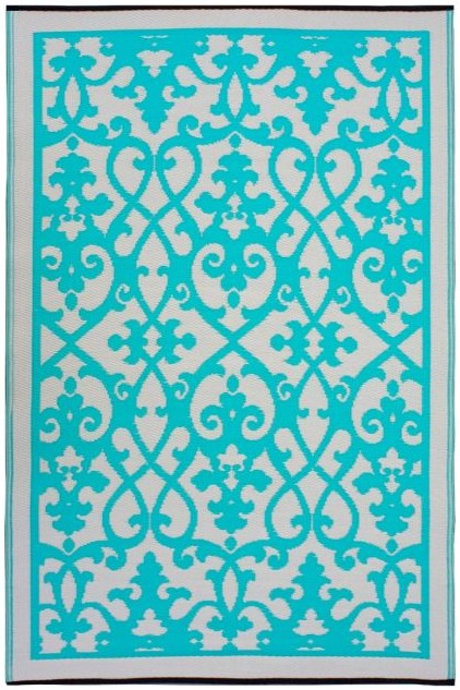 Eco Friendly Outdoor Rug - Venice Cream & Turquoise