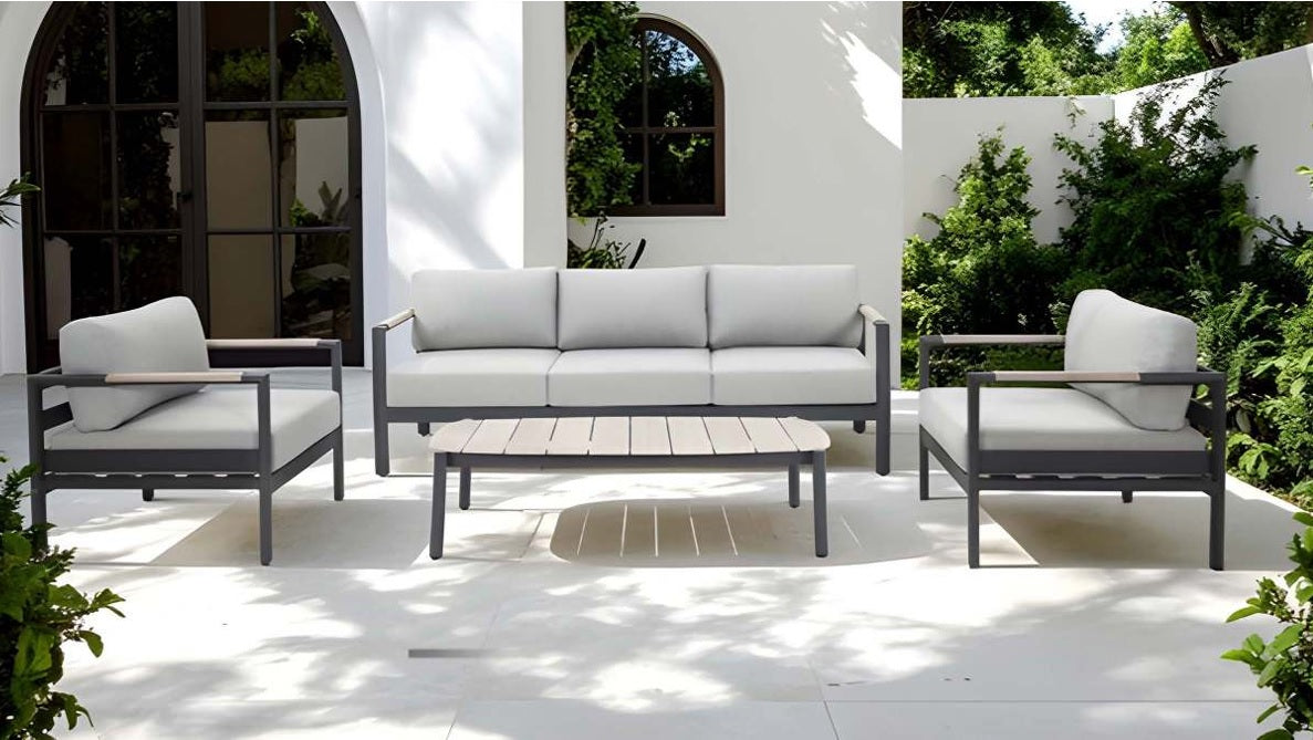 4pc Aluminium Outdoor Lounge Set - Gunmetal - VITA