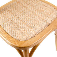 Cross Back Timber Wood Dining Chair – Oak | Rattan Seat - Razzino Furniture
