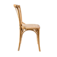 Cross Back Timber Wood Dining Chair – Oak | Rattan Seat - Razzino Furniture