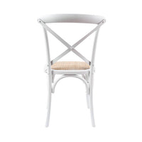 Cross Back Timber Wood Dining Chair – white | Rattan Seat - Razzino Furniture