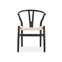 Arc Dining Chair - Timber & Woven Seat Chair – Black - Razzino Furniture
