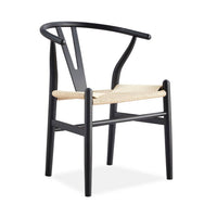 Arc Dining Chair - Timber & Woven Seat Chair – Black - Razzino Furniture