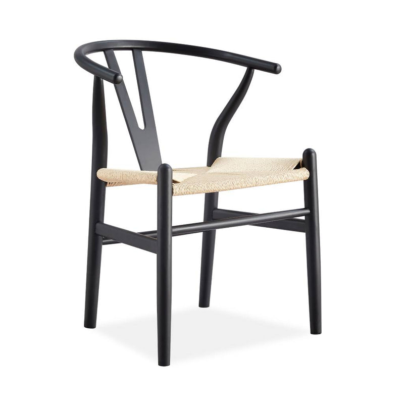 Arc Dining Chair - Timber & Woven Seat Chair – Black - Razzino Furniture