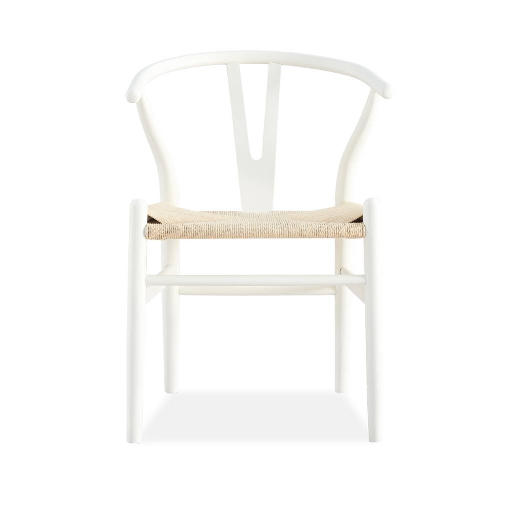 Arc Dining Chair - Timber & Woven Seat Chair – White - Razzino Furniture