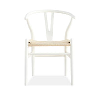 Arc Dining Chair - Timber & Woven Seat Chair – White - Razzino Furniture
