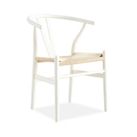 Arc Dining Chair - Timber & Woven Seat Chair – White - Razzino Furniture