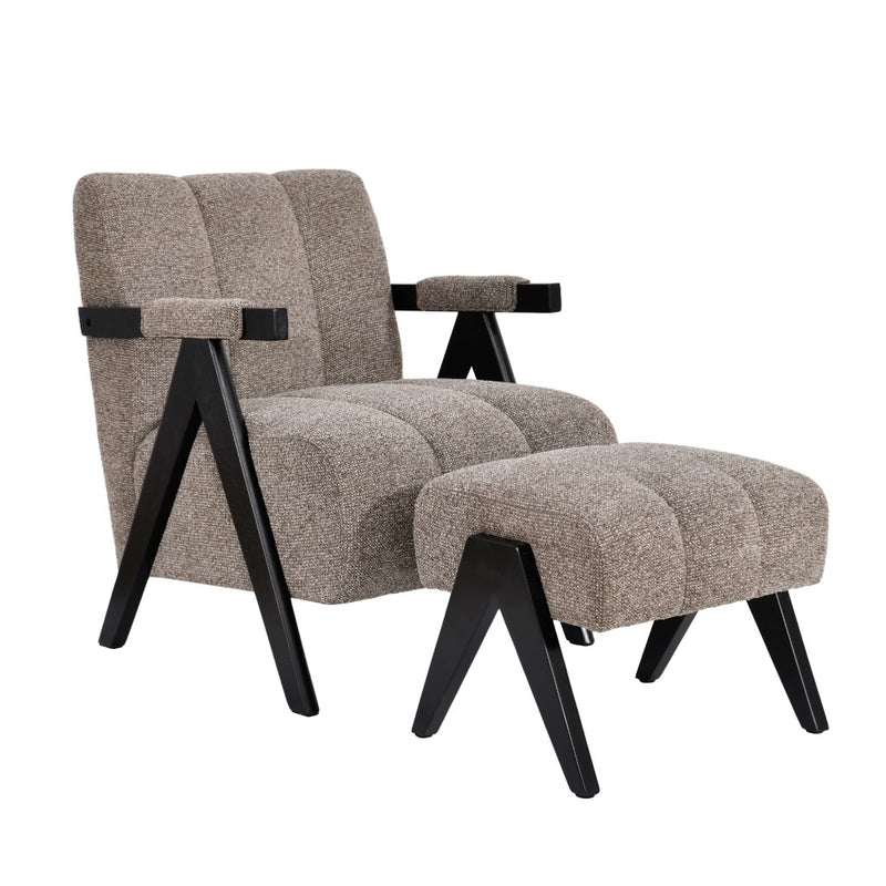 Atlas Fab Occasional Chair & Stool - Fawn Fabric Upholstery - Razzino Furniture
