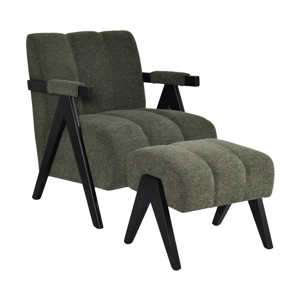 Atlas Fab Occasional Chair & Stool - Green Fabric Upholstery - Razzino Furniture