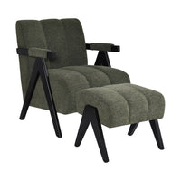 Atlas Fab Occasional Chair & Stool - Green Fabric Upholstery - Razzino Furniture
