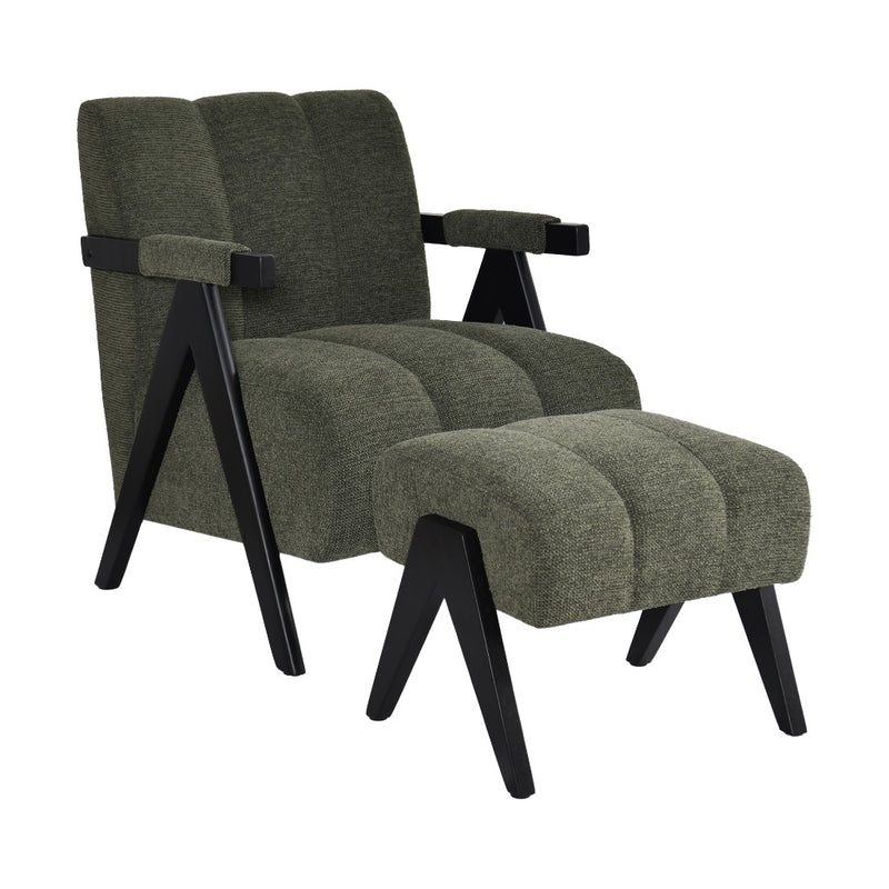 Atlas Fab Occasional Chair & Stool - Green Fabric Upholstery - Razzino Furniture