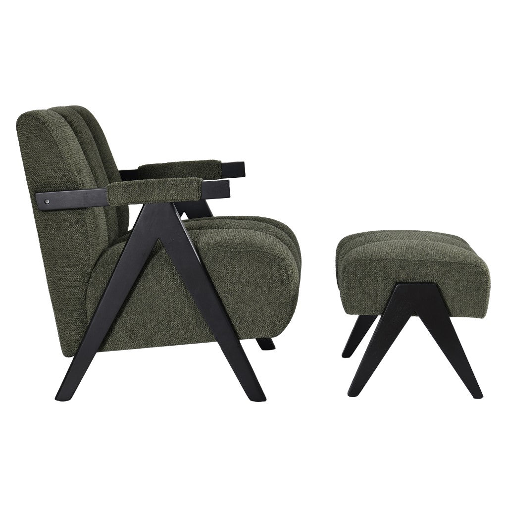 Atlas Fab Occasional Chair & Stool - Green Fabric Upholstery - Razzino Furniture