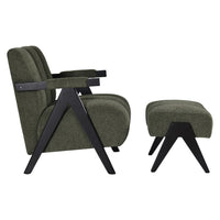 Atlas Fab Occasional Chair & Stool - Green Fabric Upholstery - Razzino Furniture