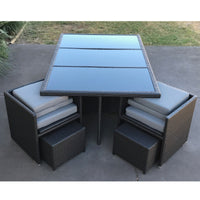 11pc SIROCCO Outdoor Rattan Cube Fold Away Dining Set - Razzino Furniture