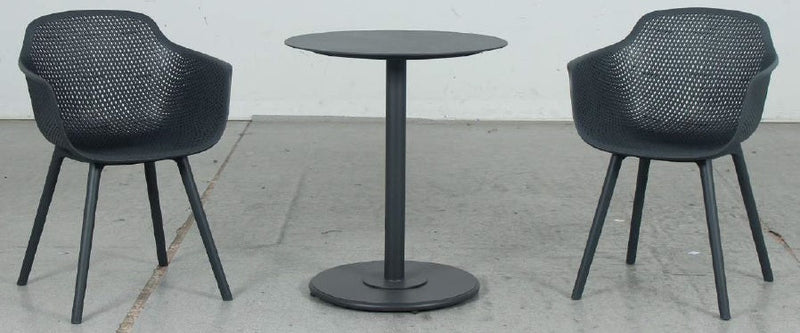 Bistro 3pc Table & Ace Chairs Set - Gunmetal - Razzino Furniture