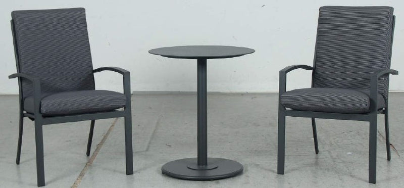 Bistro 3pc Table & High Back Chairs Set - Gunmetal - Razzino Furniture