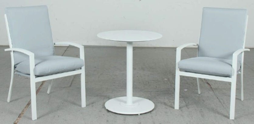 Bistro 3pc Table & High Back Chairs Set - White - Razzino Furniture