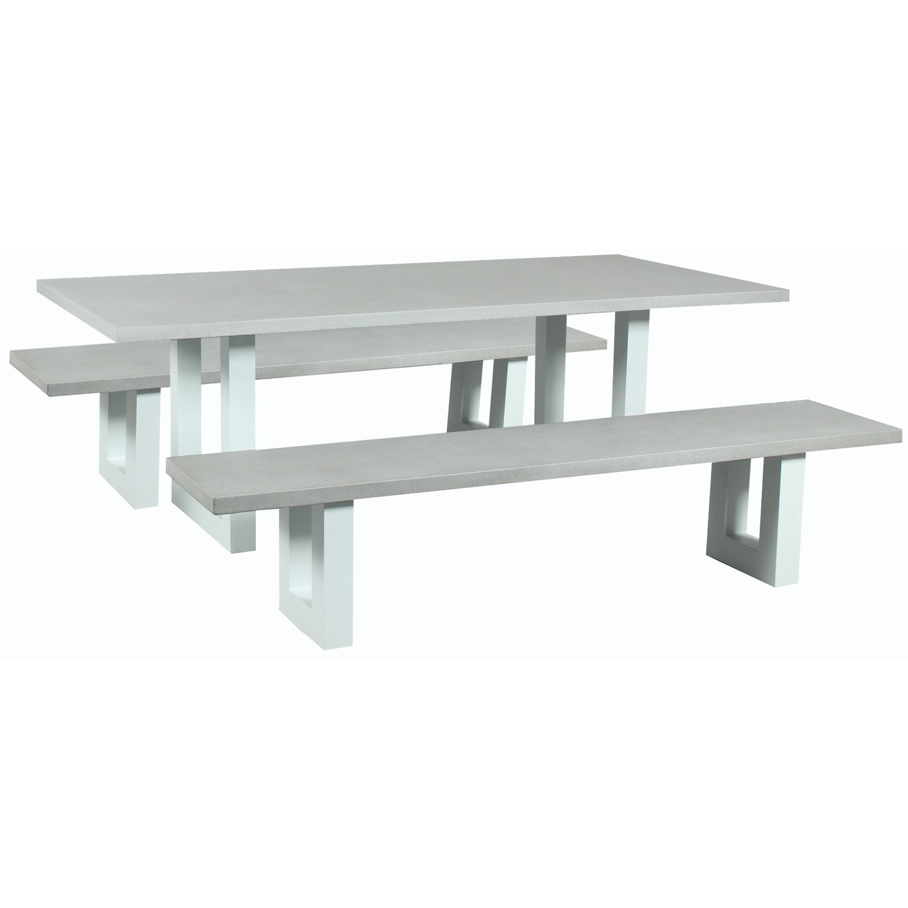 CEMENT DINING TABLE SETTING WHITE U LEG - 2200 x 1000mm
