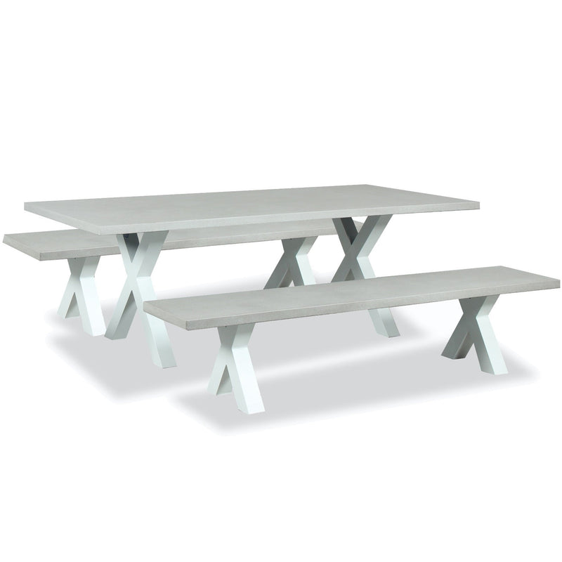 CEMENT DINING TABLE SETTING WHITE X LEG - 2200 x 1000mm