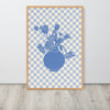 Checkered Blue Flower Vase Framed Art Print