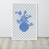 Checkered Blue Flower Vase Framed Art Print