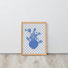 Checkered Blue Flower Vase Framed Art Print