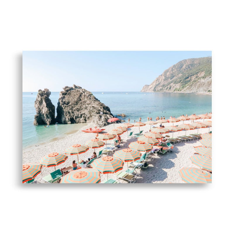 Cinque Terre Italian Beach Umbrellas Art Print Poster
