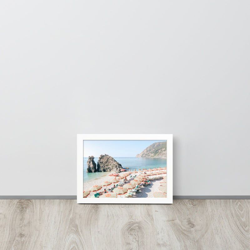 Cinque Terre Italian Beach Umbrellas Framed Art Print