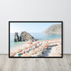 Cinque Terre Italian Beach Umbrellas Framed Art Print