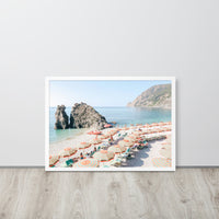 Cinque Terre Italian Beach Umbrellas Framed Art Print