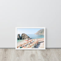 Cinque Terre Italian Beach Umbrellas Framed Art Print