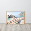 Cinque Terre Italian Beach Umbrellas Framed Art Print