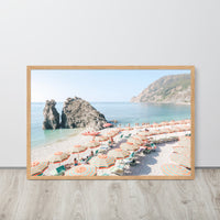 Cinque Terre Italian Beach Umbrellas Framed Art Print