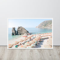 Cinque Terre Italian Beach Umbrellas Framed Art Print