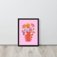 Colourful Poppy flower Vase Framed Art Print