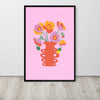 Colourful Poppy flower Vase Framed Art Print