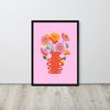 Colourful Poppy flower Vase Framed Art Print