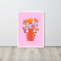 Colourful Poppy flower Vase Framed Art Print