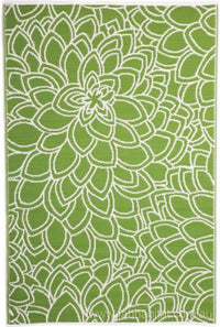 Eco Friendly Outdoor Rug - Flower Petals - Lime & White