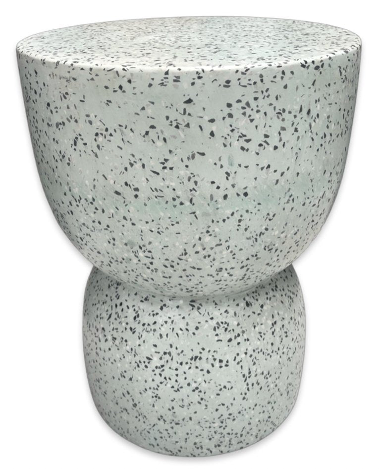 EX DISPLAY MINOR DEFECTS!! Hourglass Concrete Stool / Side Table - Mint Terrazzo