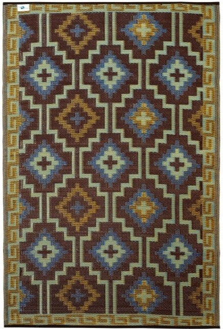 Eco Outdoor Rug - Mexicana - Blue & Brown - Razzino Furniture