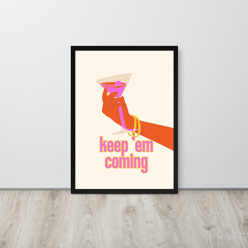 Girls Drink Cocktails Framed Art Print