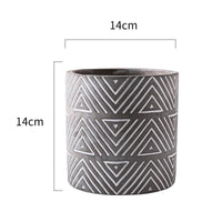 Grey Concrete Pot - Triangle Bands - Small 14cm - Razzino Furniture