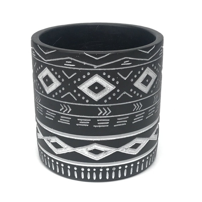 Gypsy Pot - Painted Black with Engraved Pattern - 14cm - Razzino Furniture