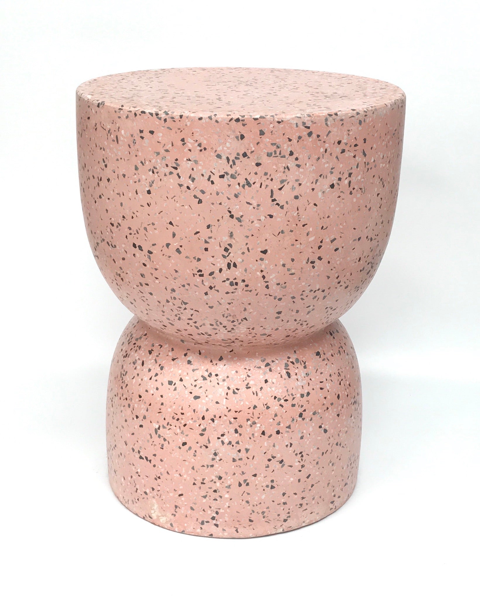 Hourglass Concrete Stool / Side Table - Pink Terrazzo - Razzino Furniture
