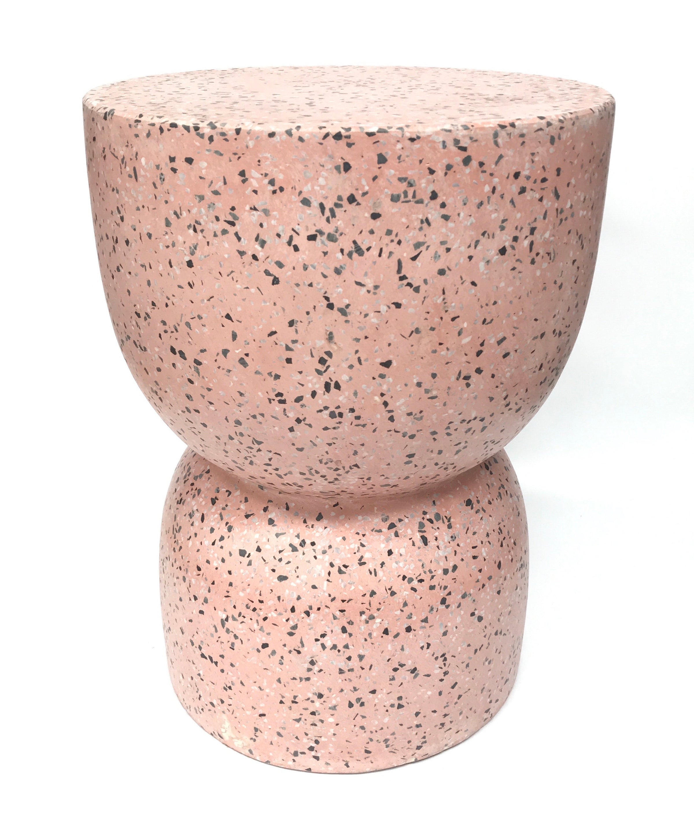 Hourglass Concrete Stool / Side Table - Pink Terrazzo - Razzino Furniture